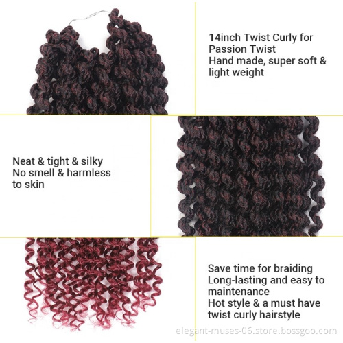 passion twist synthetic crochet braiding hair twist curly synthetic hair for braids yaki extension braiding hair brown ombre